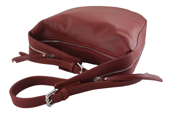 Modna skórzana torebka na ramię - Beżowa ciemna 