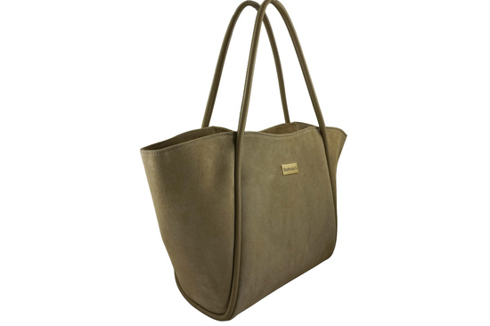 Barberinis - torebka duża zamszowa na ramię - Beżowa 