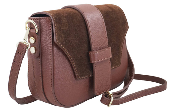 Torebka listonoszka z zamszową klapą - Brązowa 