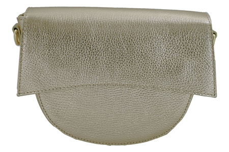 Torebka listonoszka skórzana metalizowana - Złota ciemna