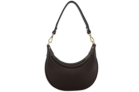 Subtelna mini torebka z miękkim zamszem i złotymi detalami - Brązowa ciemna