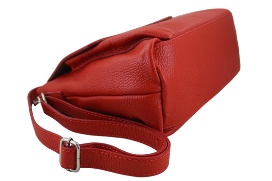 Torebka skórzana z zamszową klapką - Czerwona jasna 