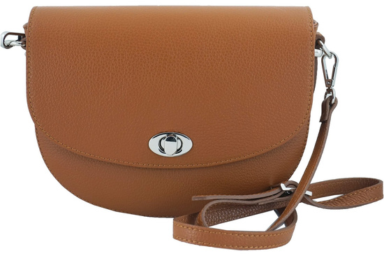 Listonoszka skórzana z ozdobnym zapięciem - Czarna