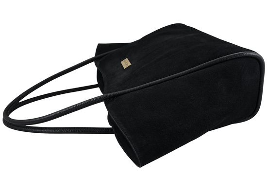 Barberinis - torebka duża zamszowa na ramię - Czarna 