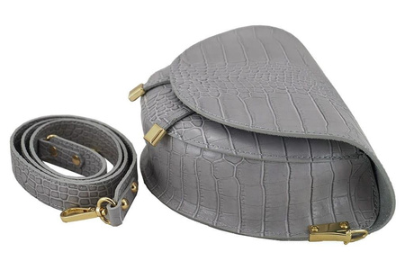 Wizytowa torebka listonoszka - CROCO - Brązowa ciemna