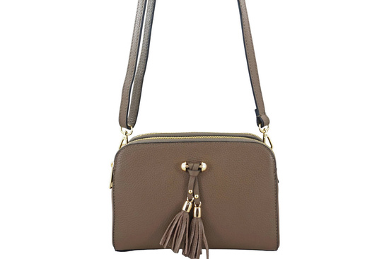 Listonoszka skórzana z kieszeniami - Beżowa ciemna 