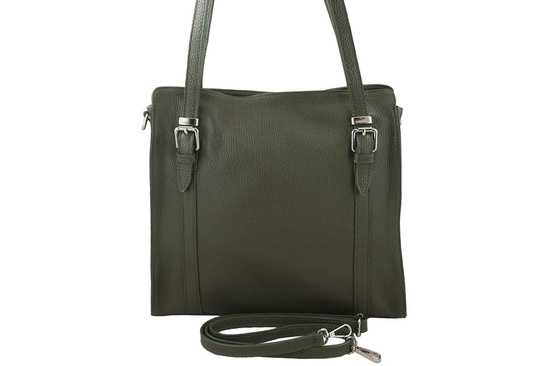 Miękka torba skórzana damska - Zielona 