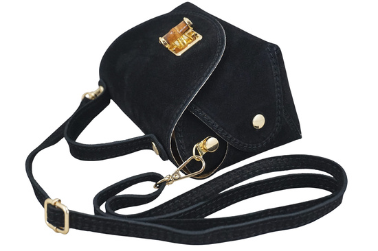 Mała torebka zamszowa wizytowa - Czarna 