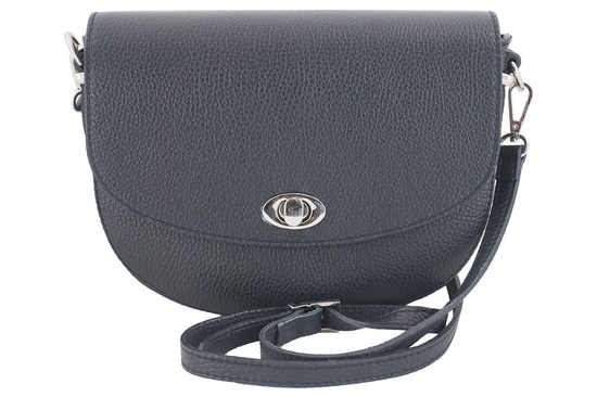 Listonoszka skórzana z ozdobnym zapięciem - Czarna