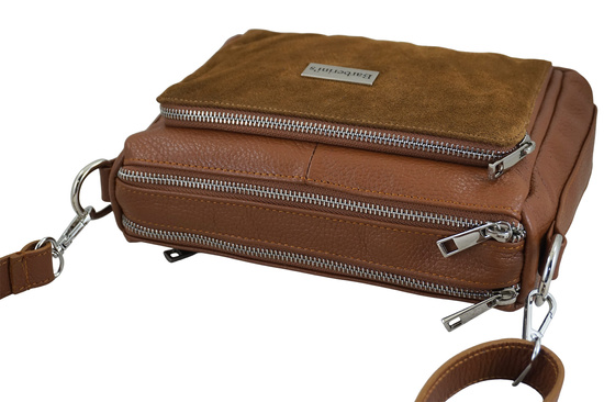 Codzienna torebka ze skóry naturalnej z zamszem - Brązowa jasna 