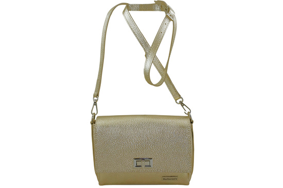 Skórzana torebka damska metalizowana - Złota 