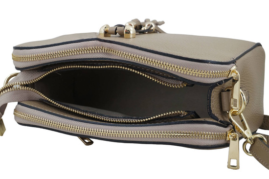 Listonoszka skórzana z kieszeniami - Beżowa 