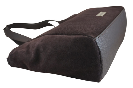 Torebka damska zamszowa typu worek - Brązowa ciemna 