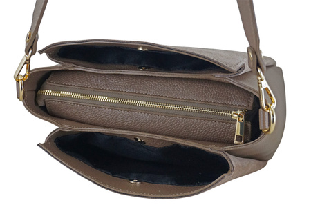 Torebka miejska z naturalnego zamszu i skóry - Beżowa ciemna 