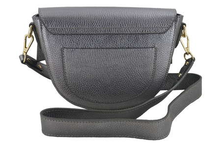 Torebka listonoszka skórzana metalizowana - Złota ciemna