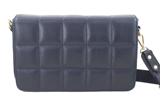 Modna torebka pikowana skórzana - Granatowa 