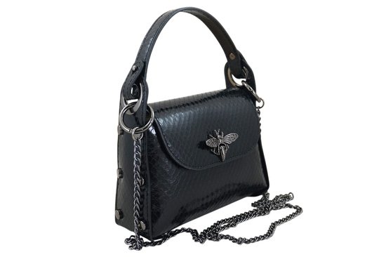 Lakierowana torebka wizytowa skórzana - Czarna