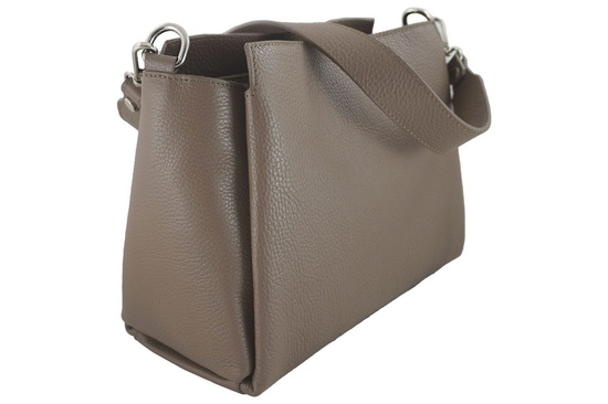 Torebka kuferek na szerokim pasku - Beżowa ciemna