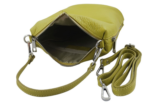 Mała torebka listonoszka skórzana - Pistacjowa 