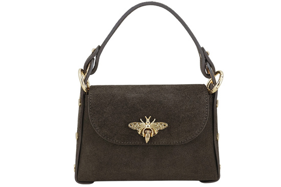 Zamszowa torebka wizytowa -  Brązowa ciemna 