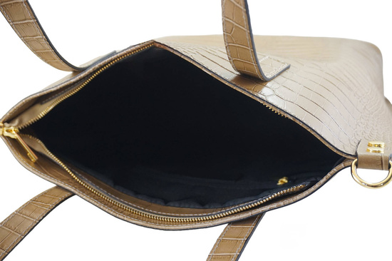 Duża torebka damska shopper - Beżowa 