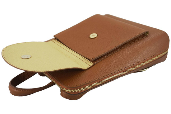 Plecak skórzany / listonoszka - Casual 2w1 - Szary jasny 