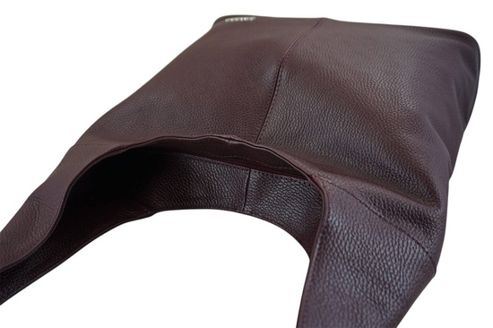 Modna torebka worek na szerokim uchwycie - Bordowa