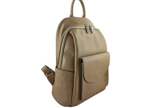 Damski plecak miejski skórzany - Beżowy