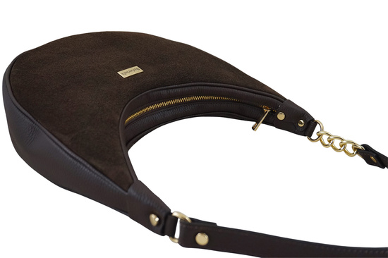 Stylowa torebka z zamszowym wykończeniem - Brązowa ciemna 