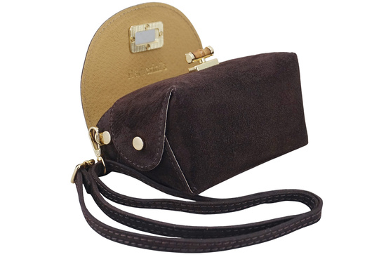 Mała torebka zamszowa wizytowa - Brązowa ciemna 