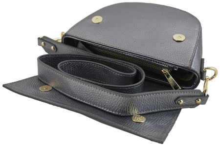 Torebka listonoszka skórzana metalizowana - Złota ciemna