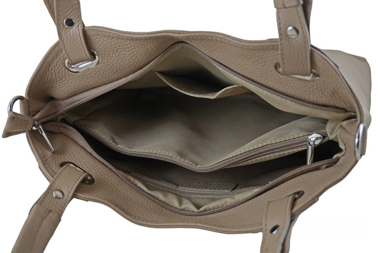 Codzienna duża torebka damska - Beżowa 