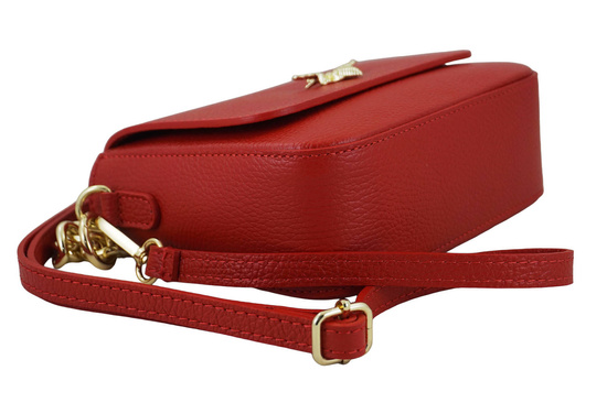 Modna torebka skórzana ze złotym łańcuszkiem - Czerwona jasna 