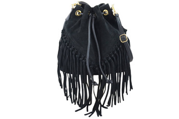 Torebka skórzana boho style - Czarna 