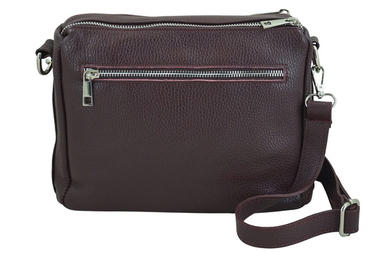 Codzienna torebka ze skóry naturalnej z zamszem - Bordowa 