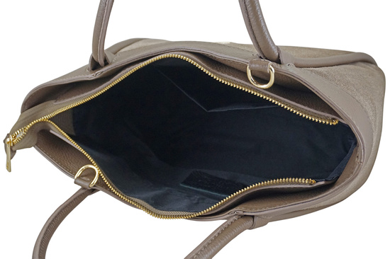 Elegancka torebka ze skóry zamszowej - Beżowa ciemna 