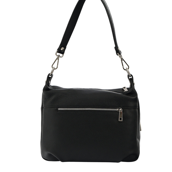 Skórzana torebka z zamszowym akcentem - Czarna 