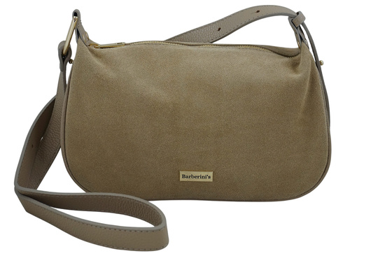 Elegancka torebka zamszowa na ramię - Beżowa 