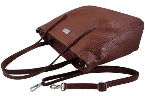 Shopperka damska skórzana Barberinis - Brązowa 