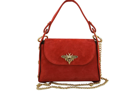 Zamszowa torebka wizytowa - Czerwona jasna