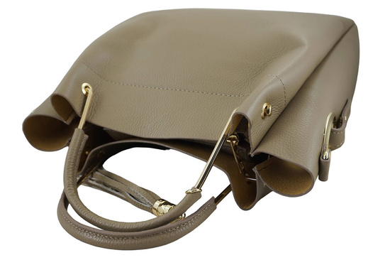 Torebka kuferek skórzana damska - Beżowa ciemna