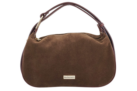 Elegancka torebka zamszowa na ramię - Brązowa