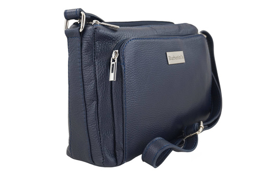 Listonoszka skórzana z kieszeniami - Granatowa 