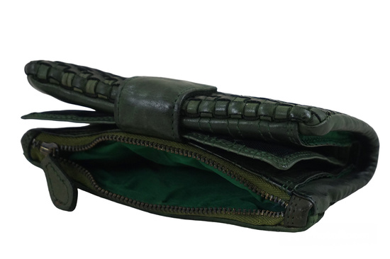 Ekskluzywny portfel z miękkiej skóry - Zielony ciemny