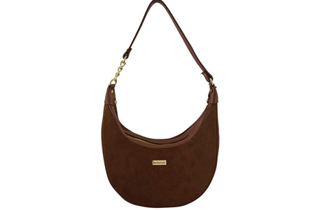 Stylowa torebka z zamszowym wykończeniem - Brązowa 