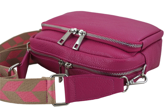 Torebka damska z ozdobnym paskiem - Fuksja 