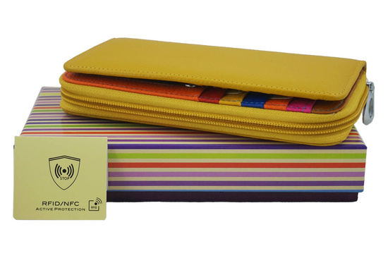 Antykradzieżowy portfel z ochroną RFID - Żółty ciemny