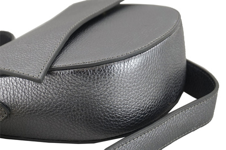 Torebka listonoszka skórzana metalizowana - Złota ciemna