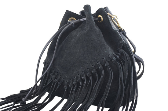 Torebka skórzana boho style - Czarna 