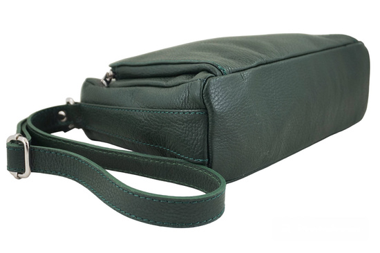 Listonoszka skórzana z kieszeniami - Zielona ciemna